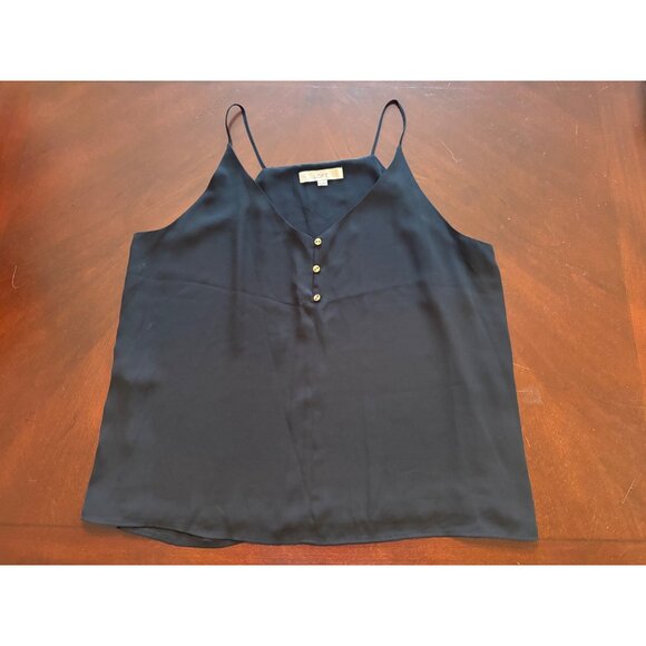 LOFT Black Chiffon Button Front Minimalist Camisole Tank Top Size XL - Picture 12 of 12